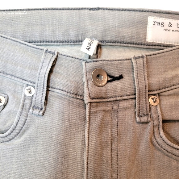 Rag & Bone Denim Burmese Gray Ankle Skinny Jean Raw Hem Sz 25 - Picture 2 of 10
